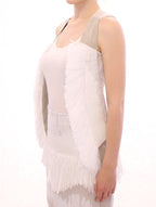 Arzu Kaprol White Lashes Open Back Vest Jacket