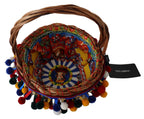 Dolce & Gabbana Multicolor Cotton Embellished Agnese Basket Tote Bag