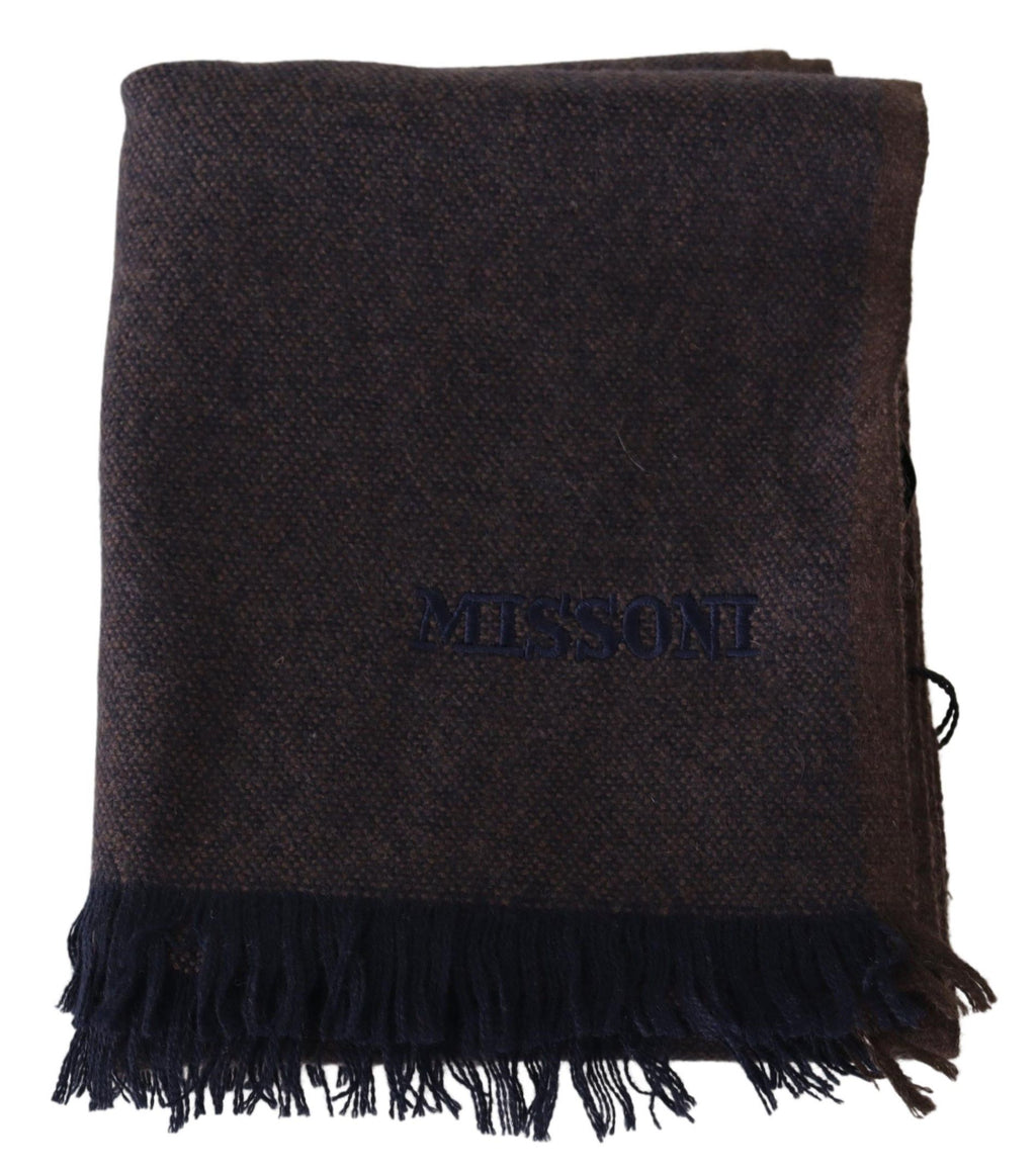 Missoni Brown 100% Cashmere Unisex Neck Wrap Fringes Scarf - Maison Luxe