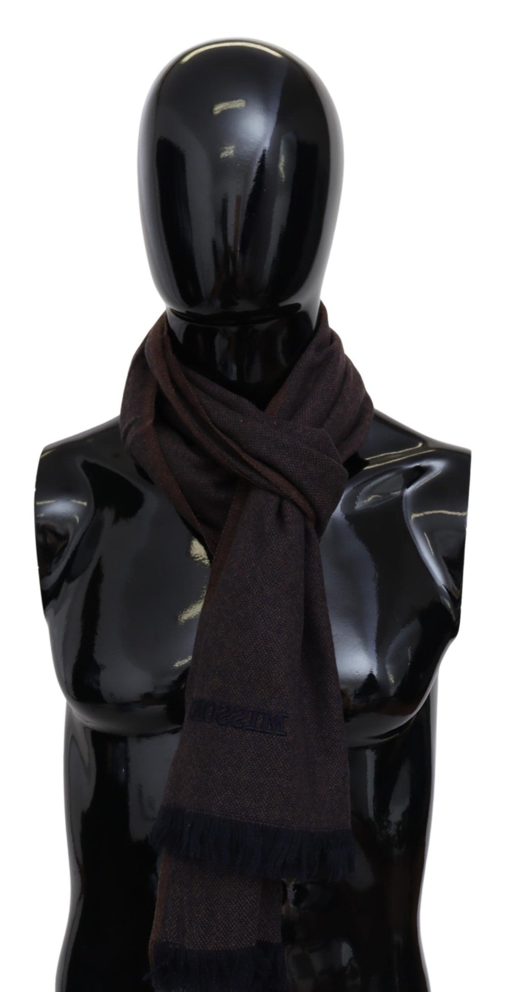 Missoni Brown 100% Cashmere Unisex Neck Wrap Fringes Scarf - Maison Luxe