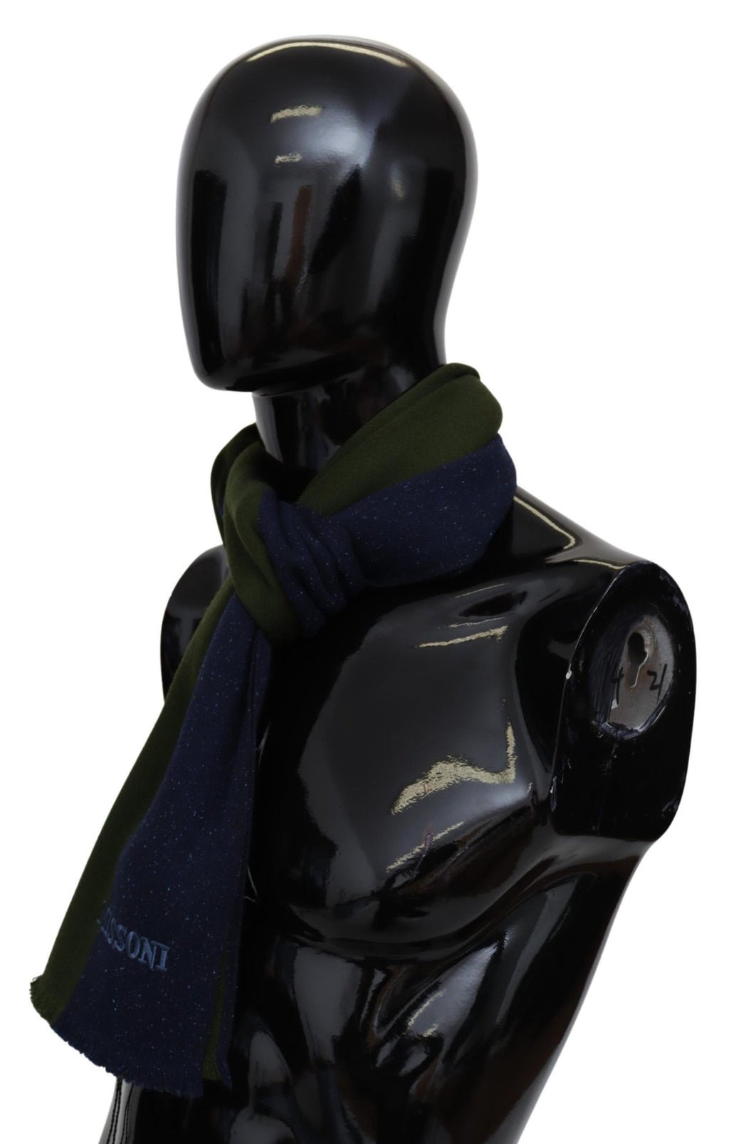 Missoni Green Striped Wool Unisex Neck Wrap Shawl Blue - Maison Luxe