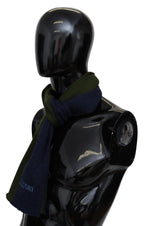 Missoni Green Striped Wool Unisex Neck Wrap Shawl Blue - Maison Luxe