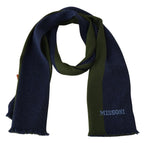 Missoni Green Striped Wool Unisex Neck Wrap Shawl Blue - Maison Luxe