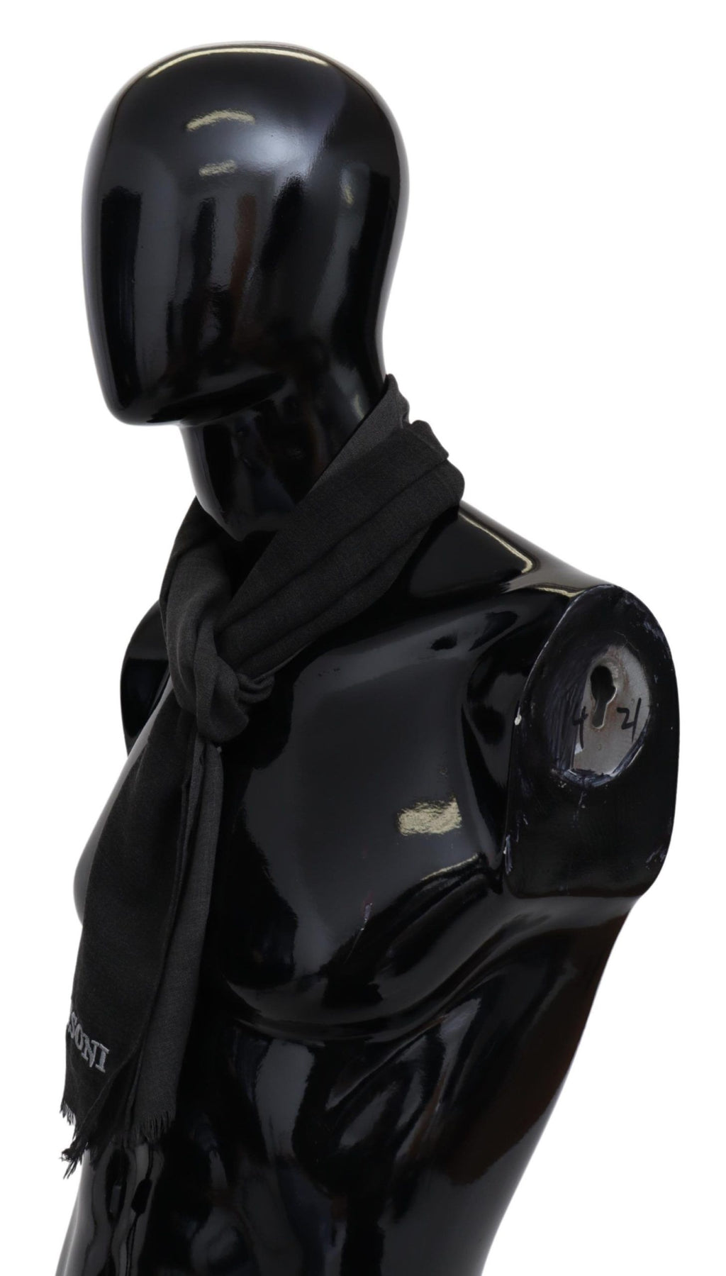 Missoni Gray Wool Unisex Neck Wrap Shawl Fringes Logo Scarf - Maison Luxe