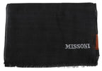 Missoni Gray Wool Unisex Neck Wrap Shawl Fringes Logo Scarf - Maison Luxe