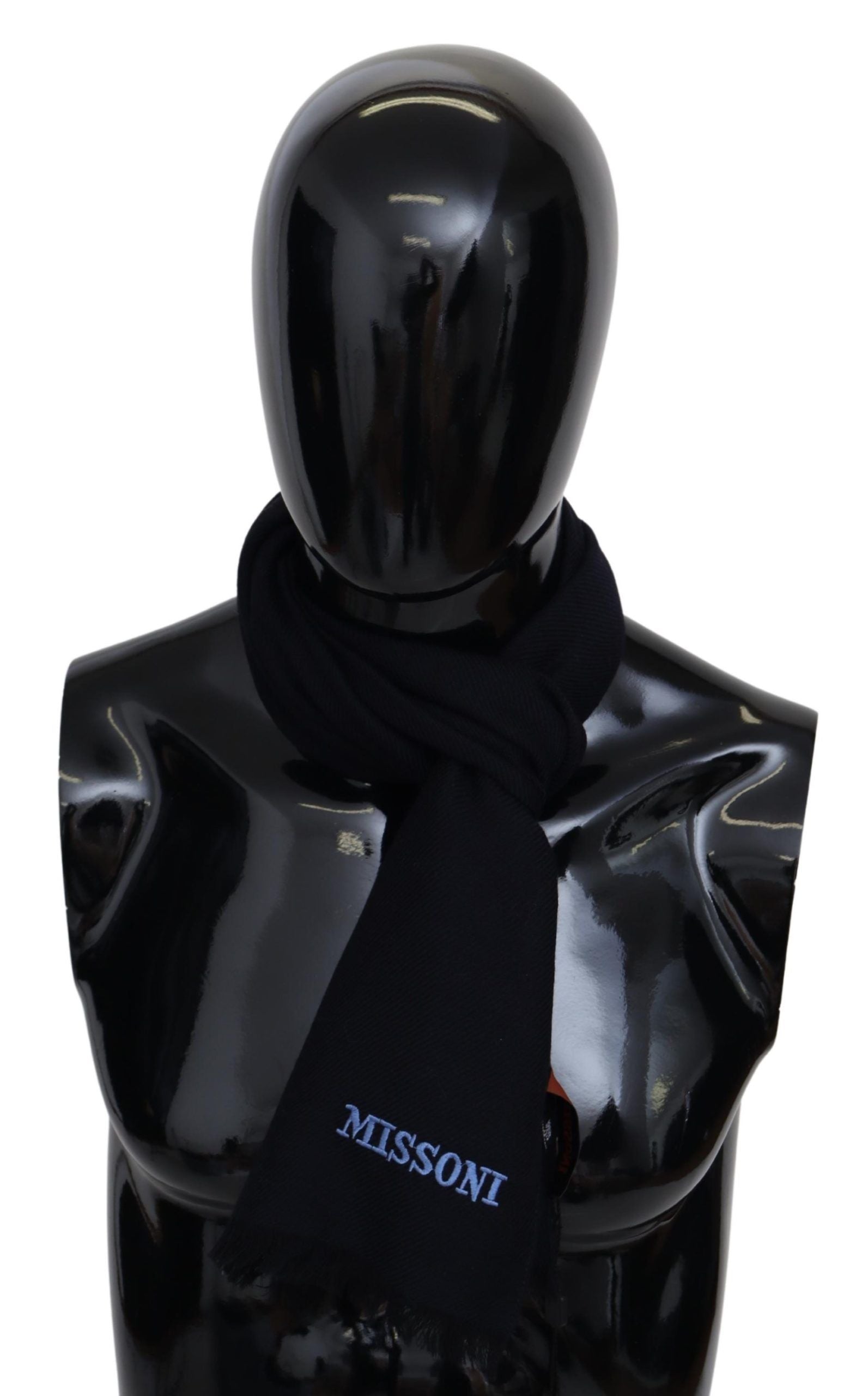 Missoni Black 100% Wool Knit Unisex Neck Wrap Shawl Scarf - Maison Luxe