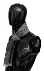 Missoni Gray Striped Wool Unisex Neck Wrap Fringes Scarf - Maison Luxe