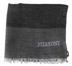 Missoni Gray Striped Wool Unisex Neck Wrap Fringes Scarf - Maison Luxe