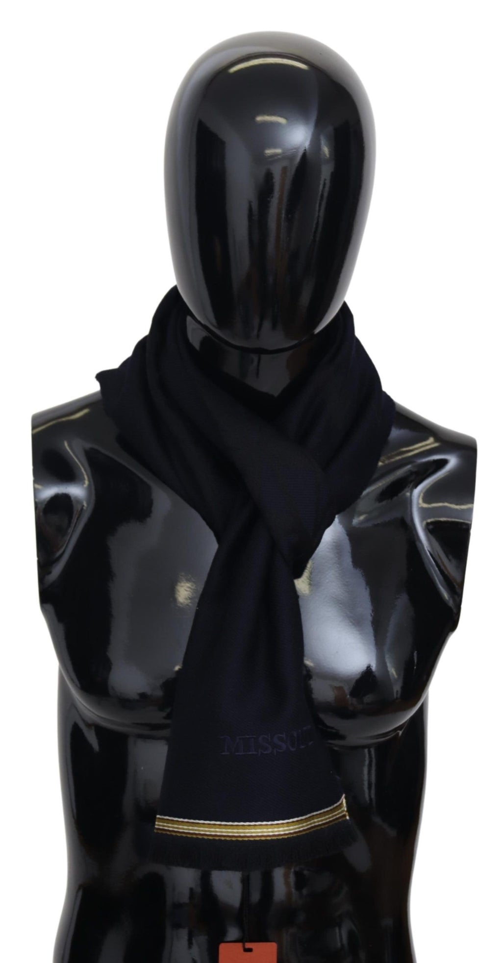 Missoni Black 100% Wool Unisex Neck Wrap Fringes Scarf - Maison Luxe