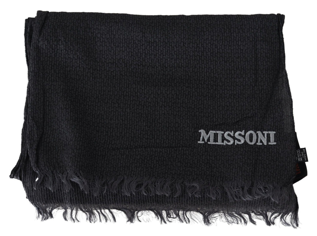 Missoni Black Wool Knit Unisex Neck Wrap Scarf - Maison Luxe