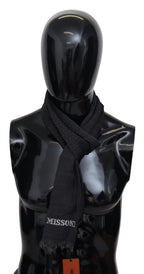 Missoni Black Wool Knit Unisex Neck Wrap Scarf - Maison Luxe