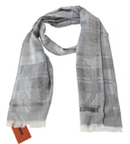 Missoni Gray Floral Wool Unisex Neck Wrap Fringes Scarf - Maison Luxe