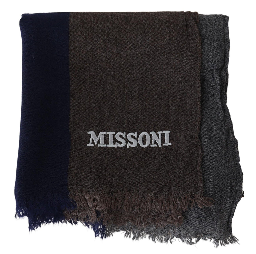 Missoni Multicolor Striped Wool Unisex Wrap Fringes Scarf - Maison Luxe