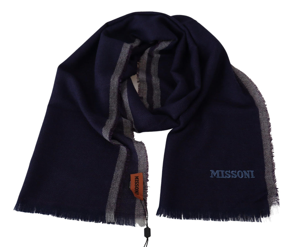 Missoni Multicolor Striped Wool Unisex Wrap Fringes Scarf - Maison Luxe