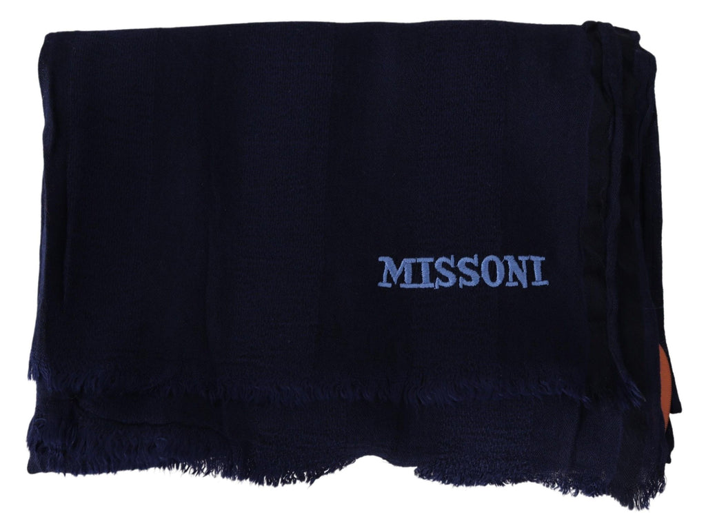 Missoni Blue Wool Knit Unisex Neck Wrap Scarf - Maison Luxe