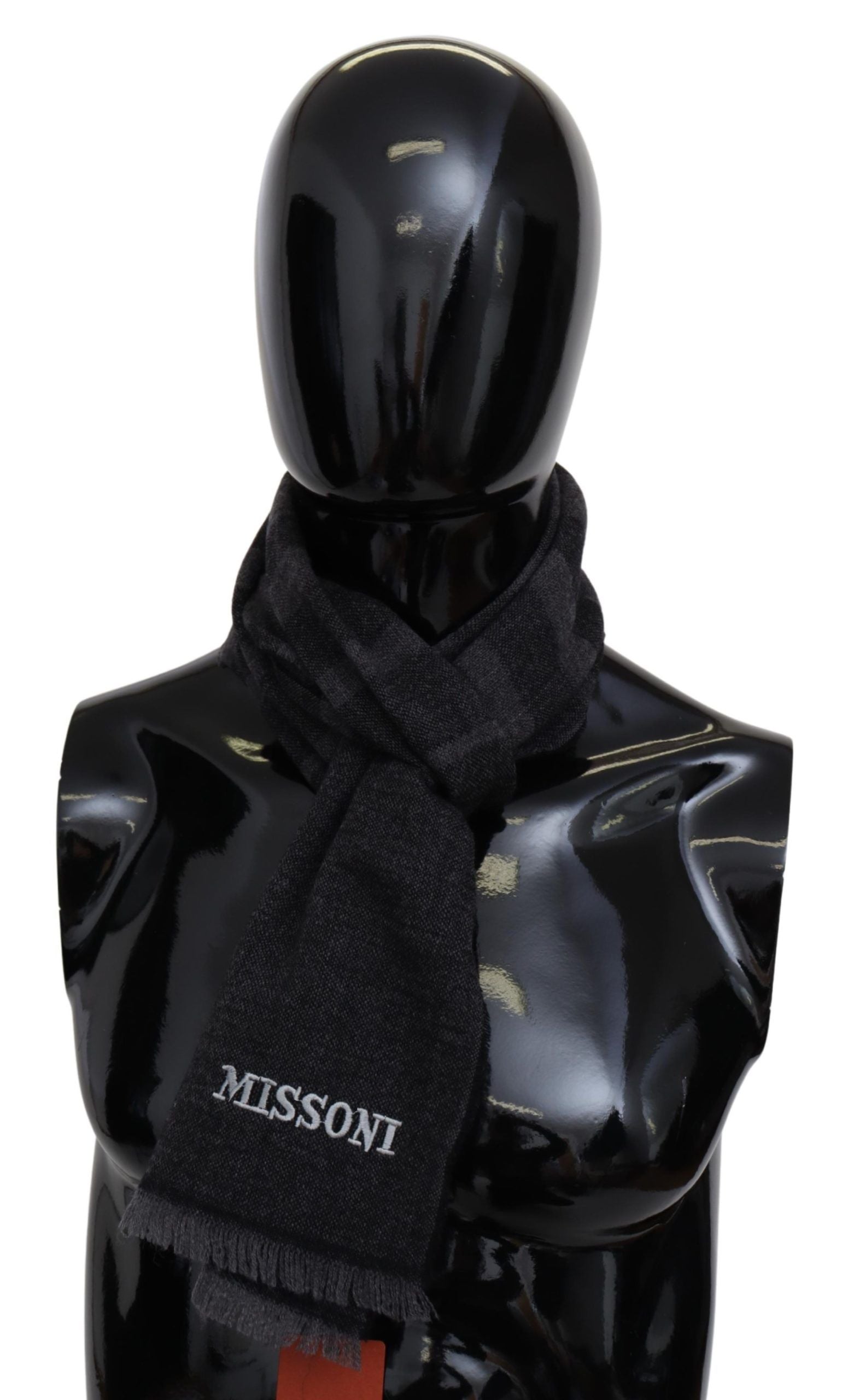 Missoni Black Striped Wool Unisex Neck Wrap Scarf - Maison Luxe