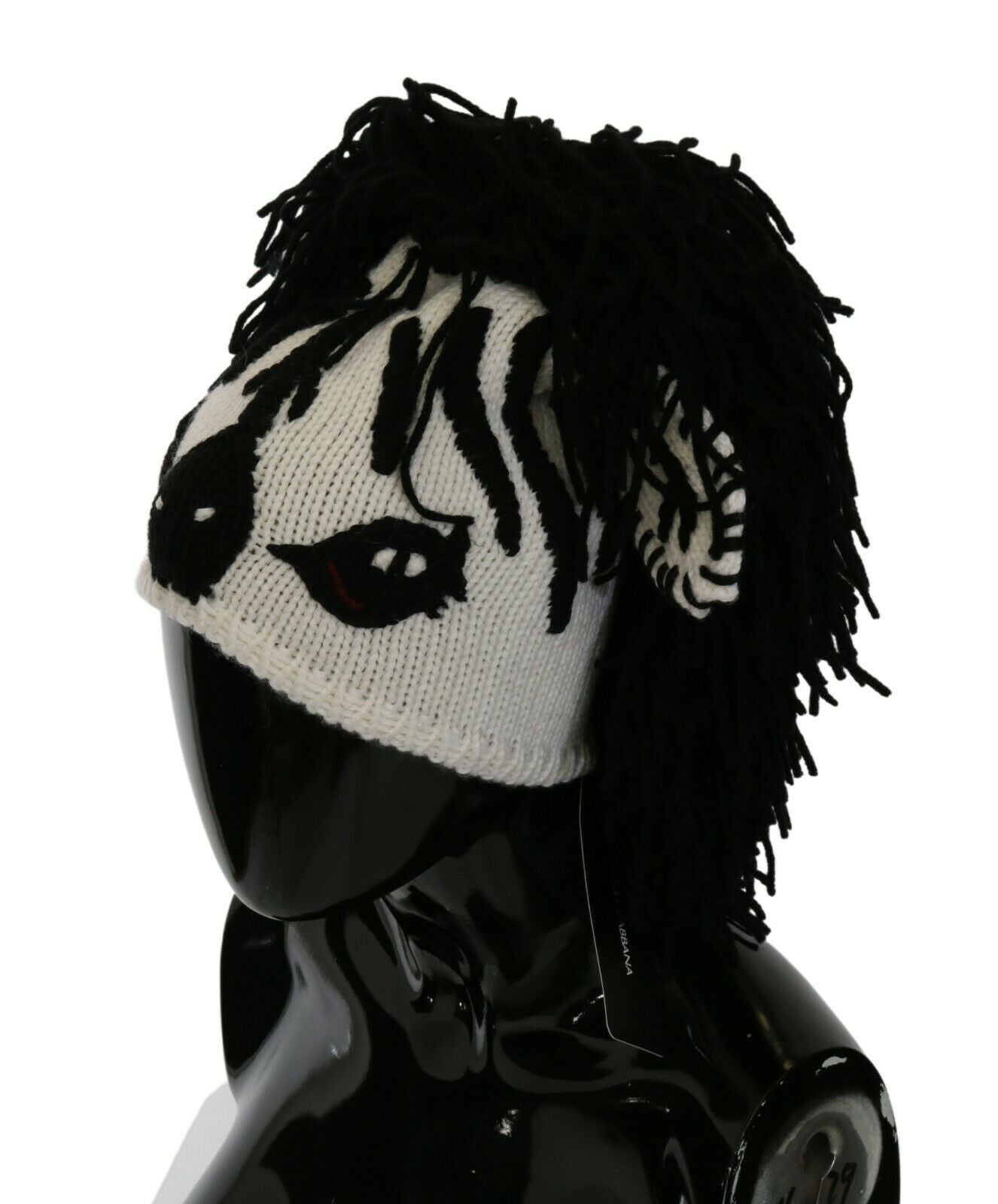 Dolce & Gabbana Black White Knitted Cashmere Animal Design Hat - Maison Luxe