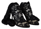 Dolce & Gabbana Black Taormina Lace Socks Boots Shoes Pumps
