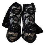Dolce & Gabbana Black Taormina Lace Socks Boots Shoes Pumps