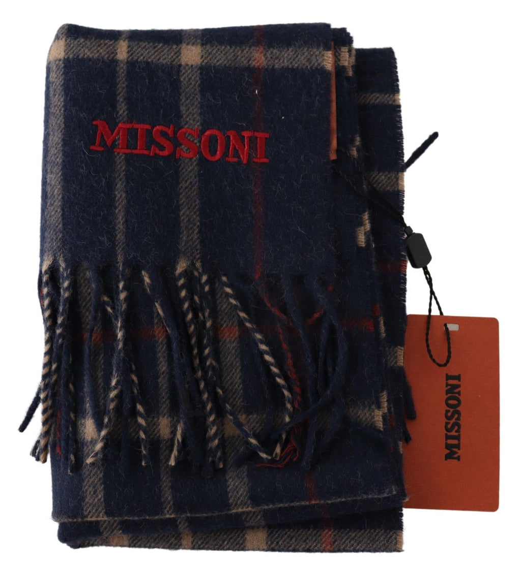 Missoni Black Checkered Unisex Neck Wrap Fringes Scarf - Maison Luxe
