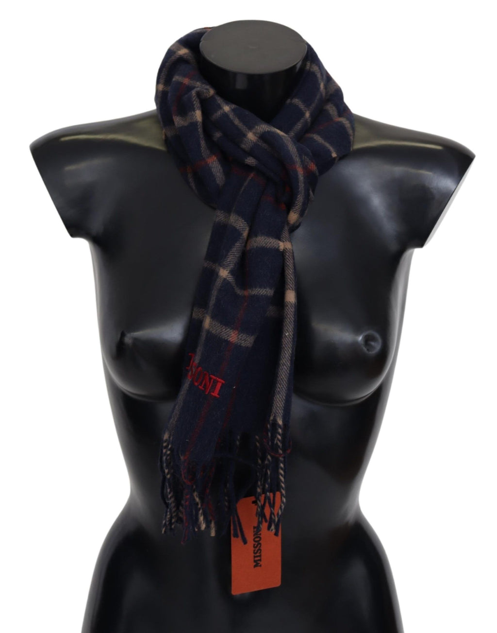 Missoni Black Checkered Unisex Neck Wrap Fringes Scarf - Maison Luxe