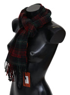 Missoni Black Red Check Wool Unisex Neck Wrap Fringes Scarf - Maison Luxe