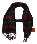Missoni Black Red Check Wool Unisex Neck Wrap Fringes Scarf - Maison Luxe