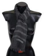 Missoni Gray Striped Wool Unisex Neck Wrap Fringes Scarf - Maison Luxe