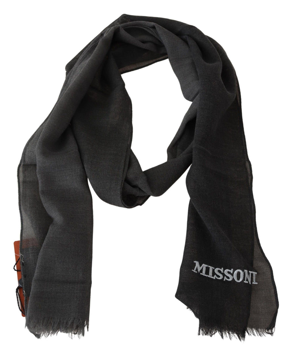 Missoni Black 100% Wool Unisex Neck Wrap Scarf - Maison Luxe