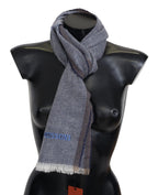 Missoni Gray Striped Wool Unisex Neck Wrap Fringes Scarf - Maison Luxe