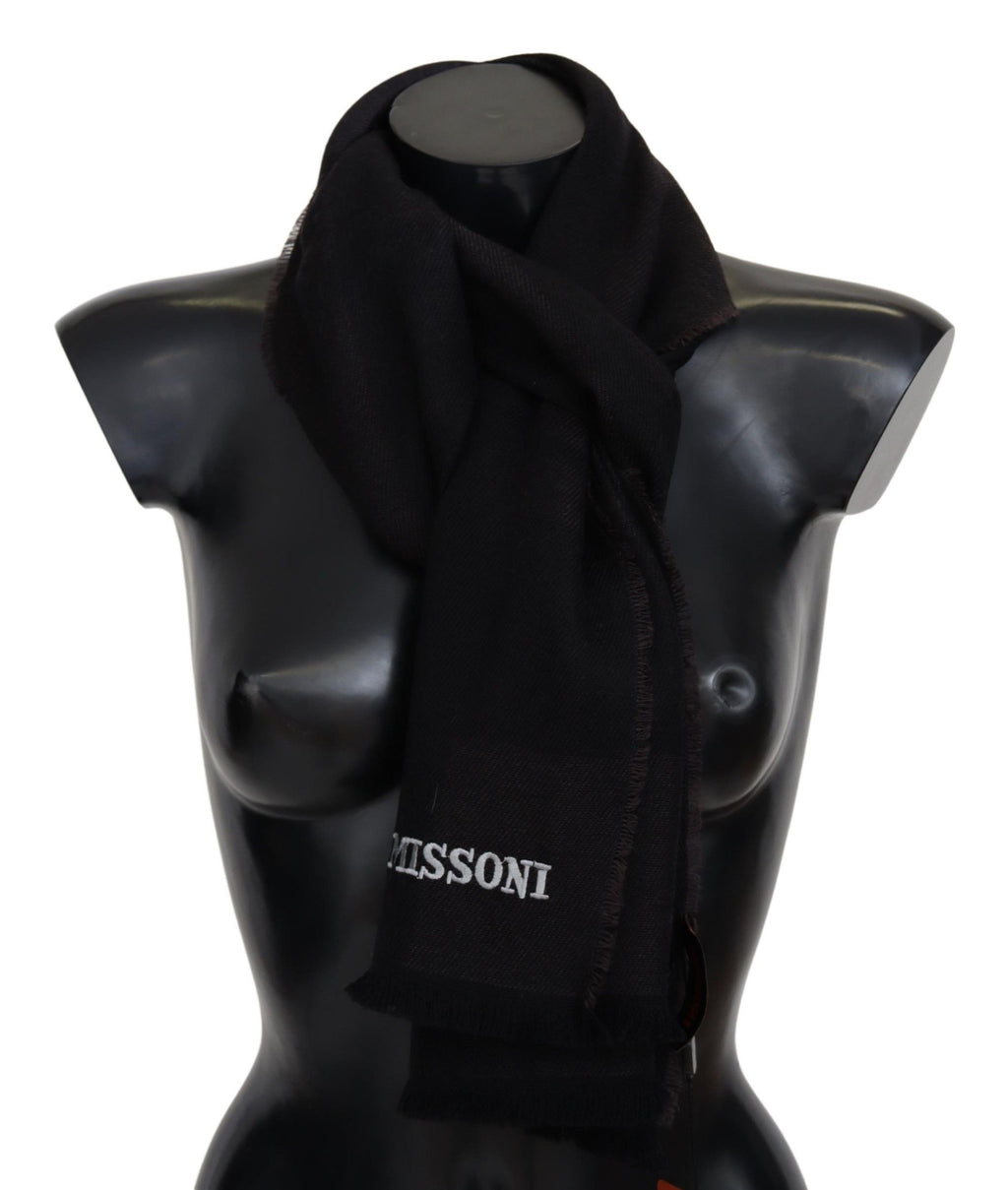 Missoni Black 100% Wool Unisex Neck Wrap Scarf - Maison Luxe