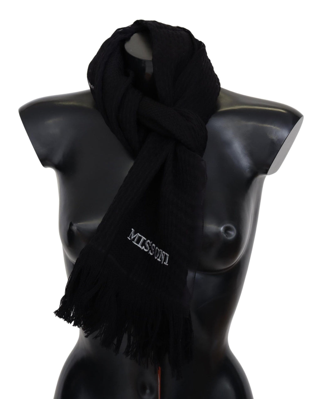 Missoni Black Wool Unisex Neck Warmer Wrap Scarf - Maison Luxe