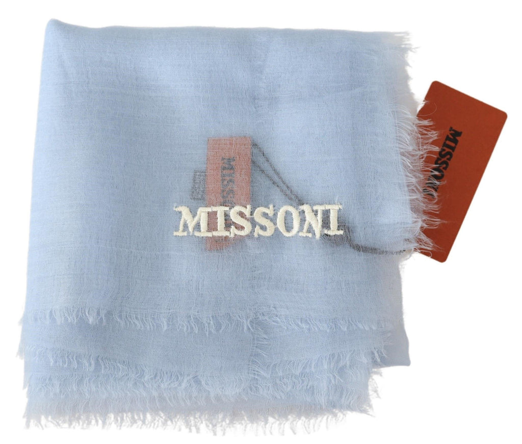 Missoni Light Blue Cashmere Unisex Neck Wrap Scarf - Maison Luxe