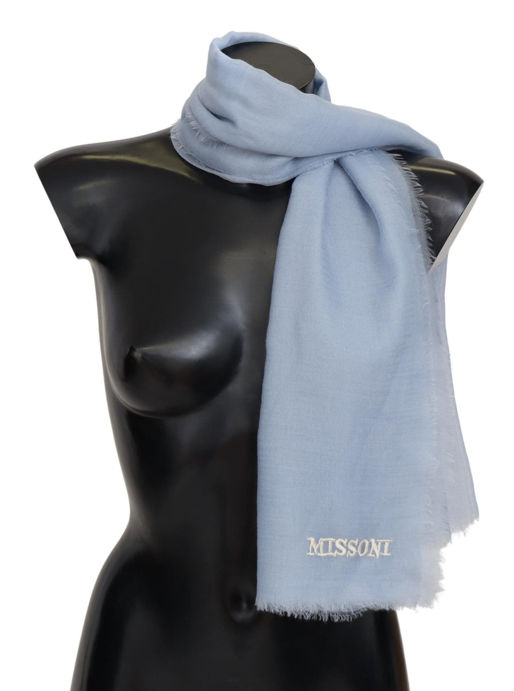 Missoni Light Blue Cashmere Unisex Neck Wrap Scarf - Maison Luxe
