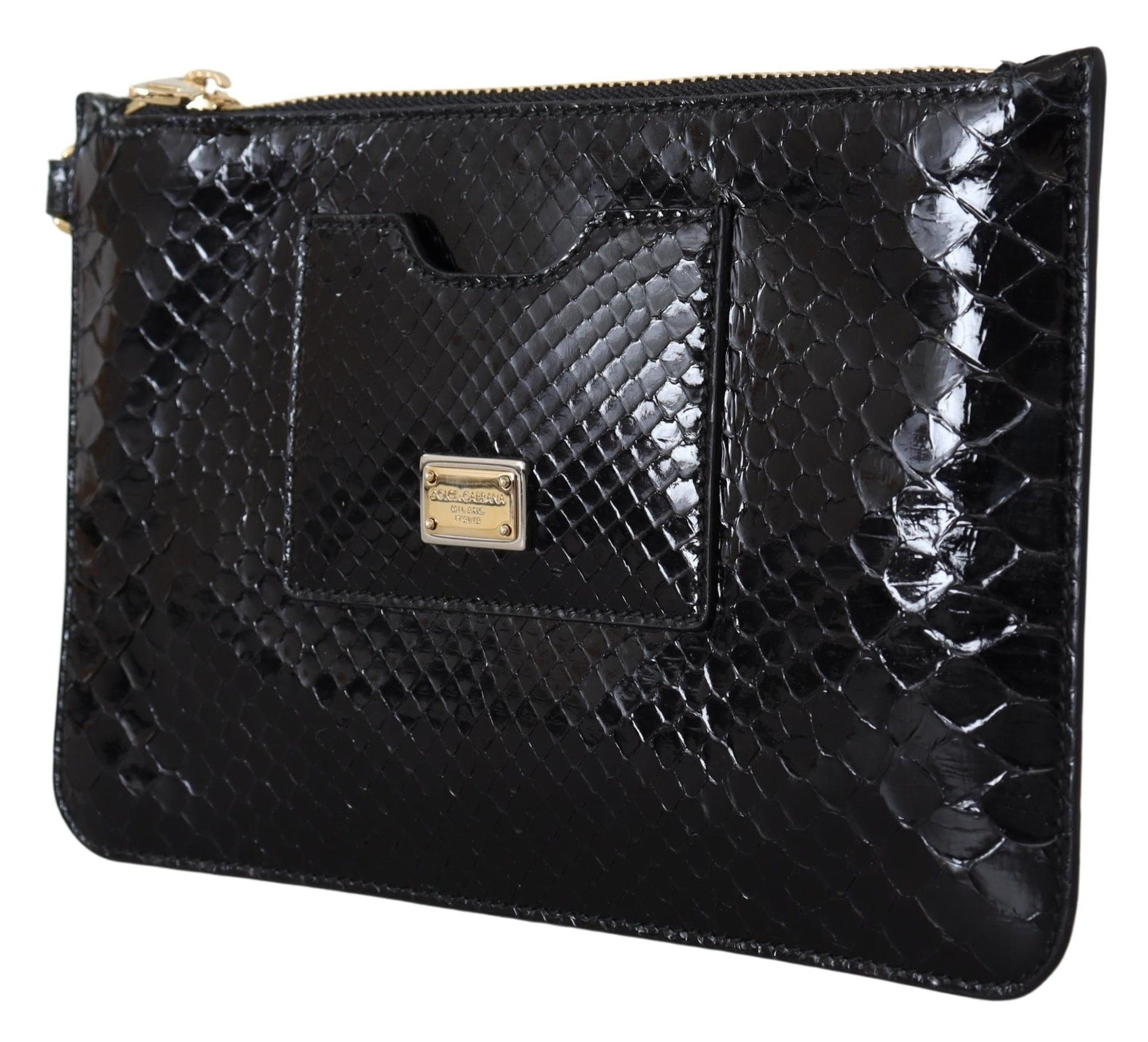 Dolce & Gabbana Black Leather Coin Purse Wristlet Mirror Agnese Wallet