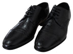 Dolce & Gabbana Black Leather Men Derby Formal Loafers Shoes
