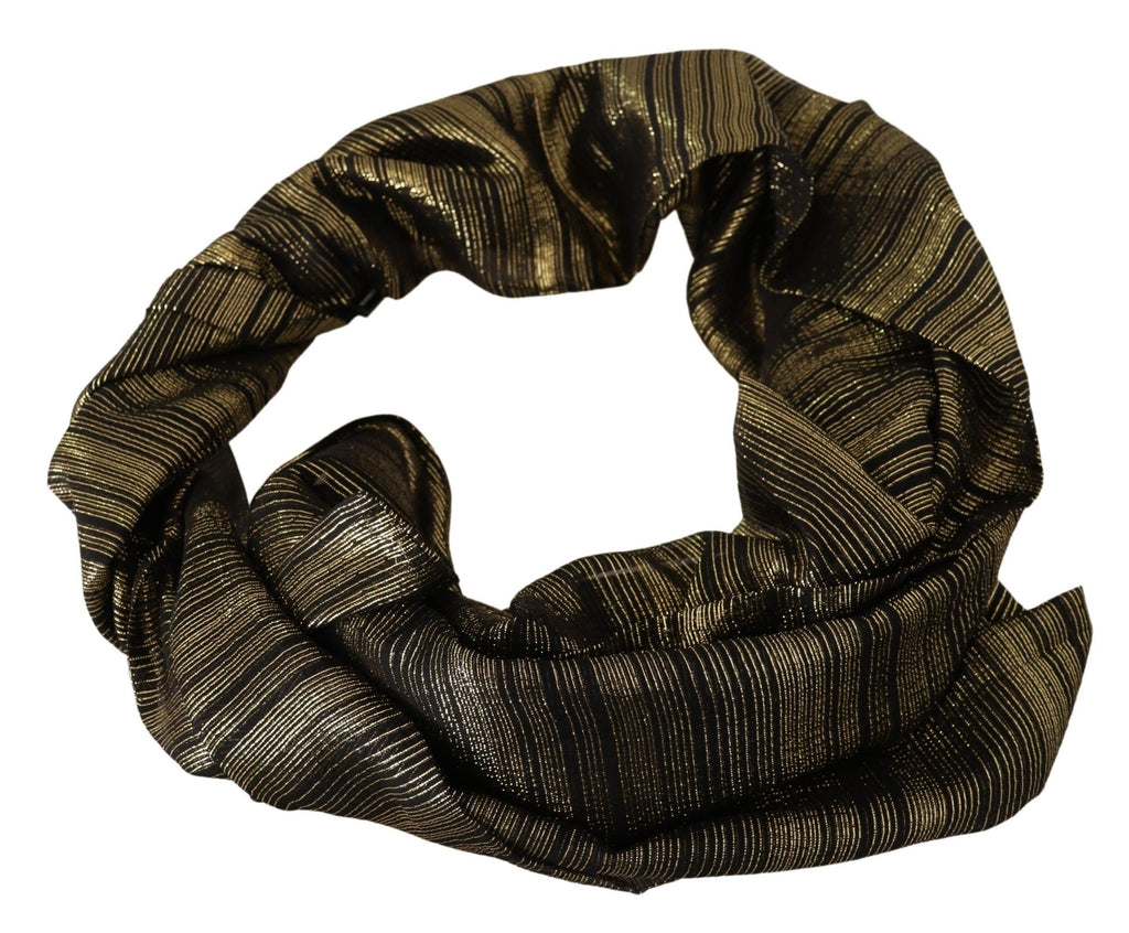 Dolce & Gabbana Metallic Gold Silk Stretch Shawl Wrap Scarf - Maison Luxe