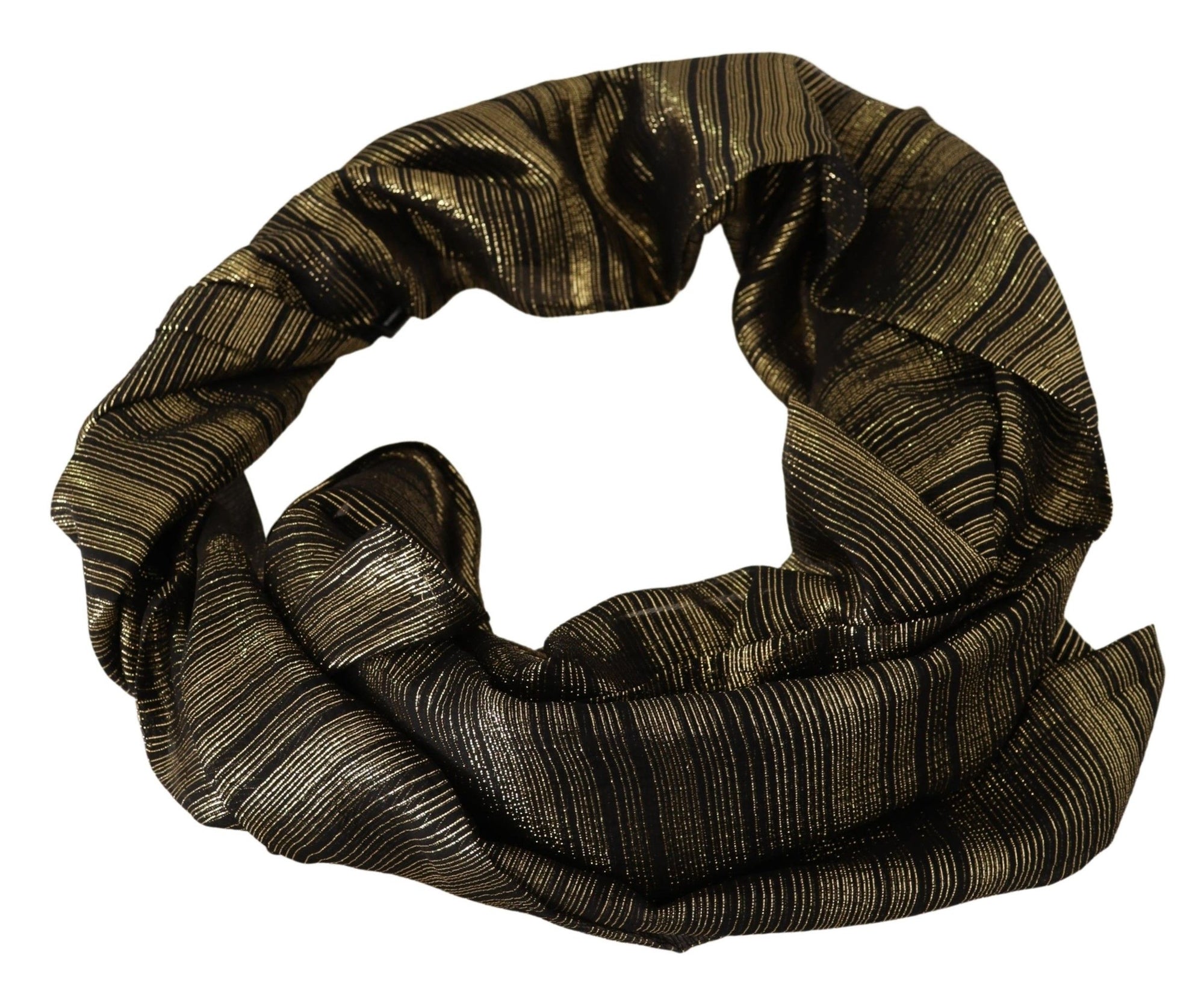 Dolce & Gabbana Metallic Gold Silk Stretch Shawl Wrap Scarf - Maison Luxe