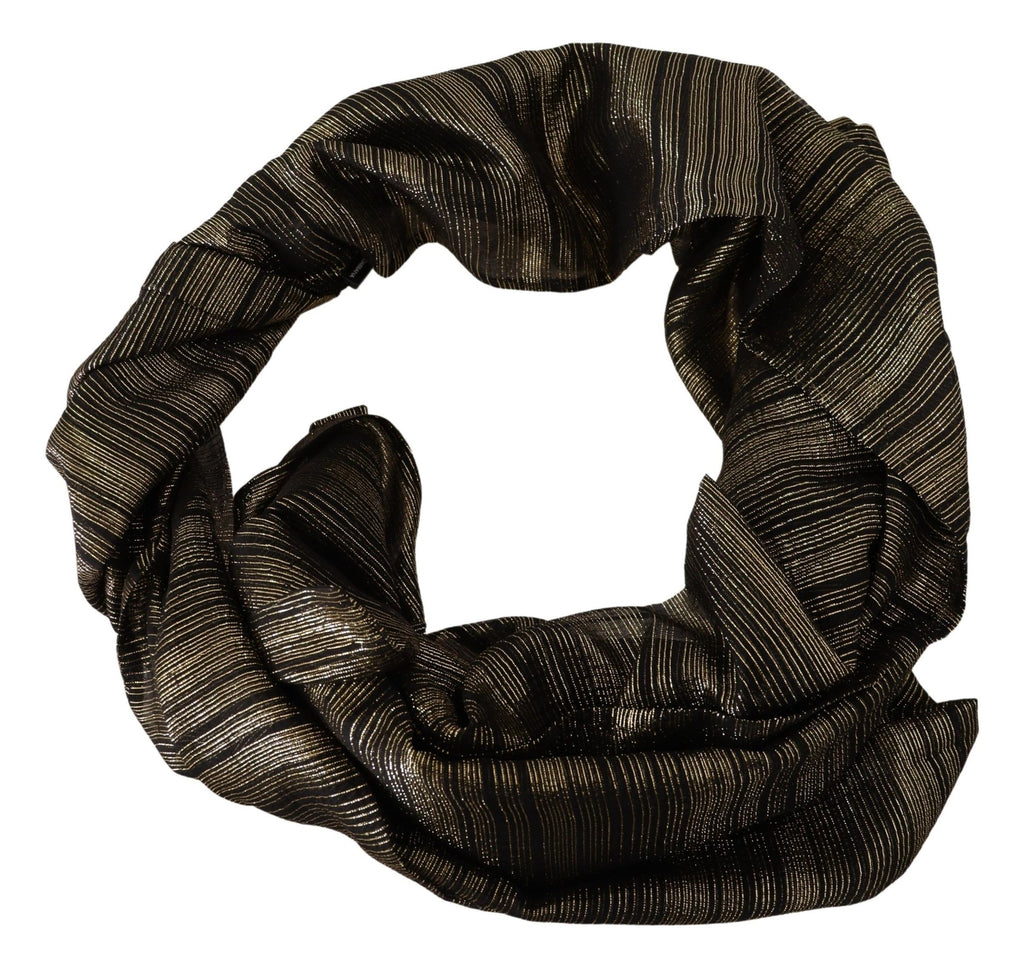 Dolce & Gabbana Metallic Gold Silk Stretch Shawl Wrap Scarf - Maison Luxe