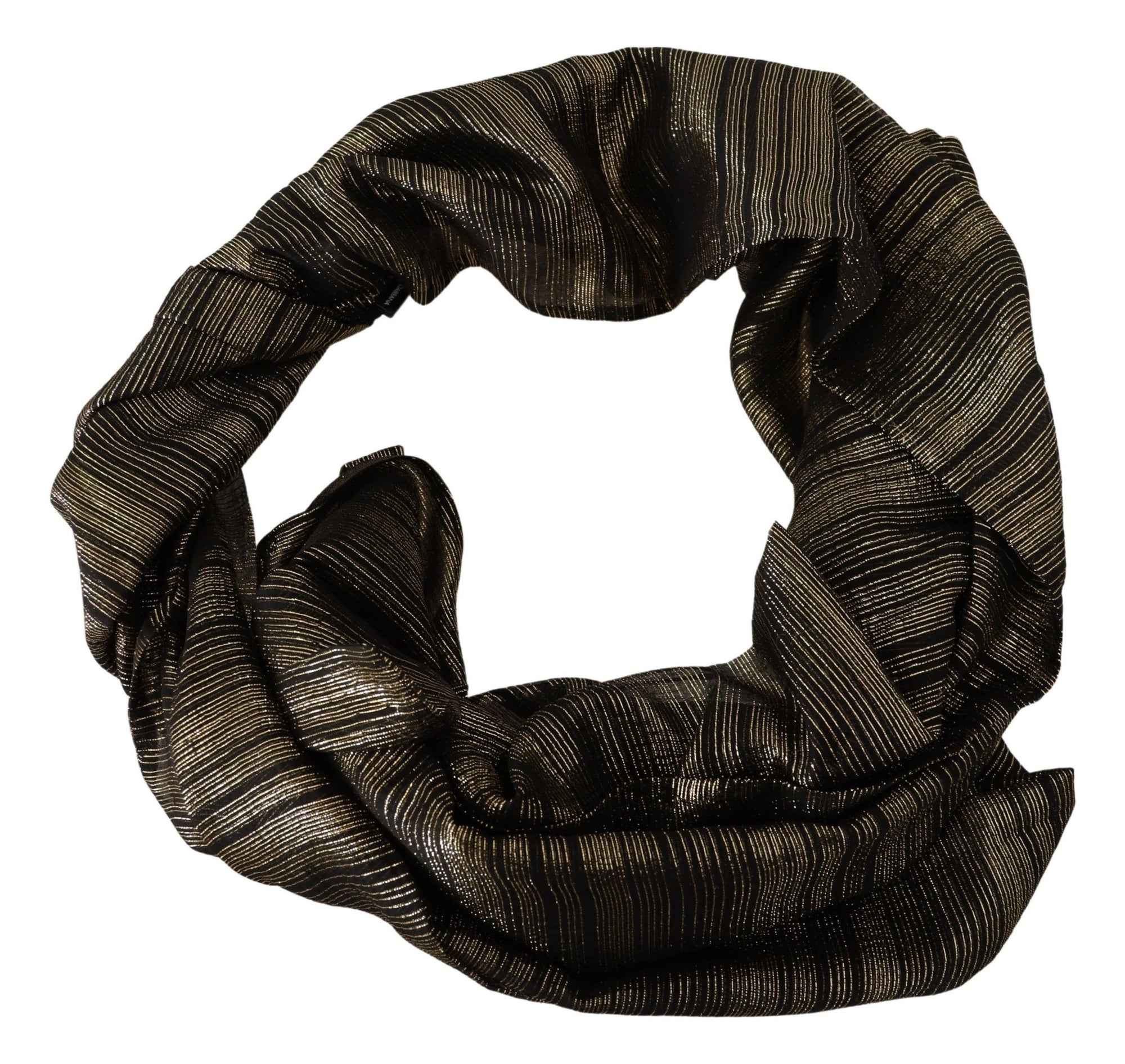 Dolce & Gabbana Metallic Gold Silk Stretch Shawl Wrap Scarf - Maison Luxe