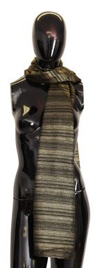 Dolce & Gabbana Metallic Gold Silk Stretch Shawl Wrap Scarf - Maison Luxe