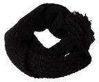 Dolce & Gabbana Black Virgin Wool Knitted Wrap Shawl Scarf - Maison Luxe