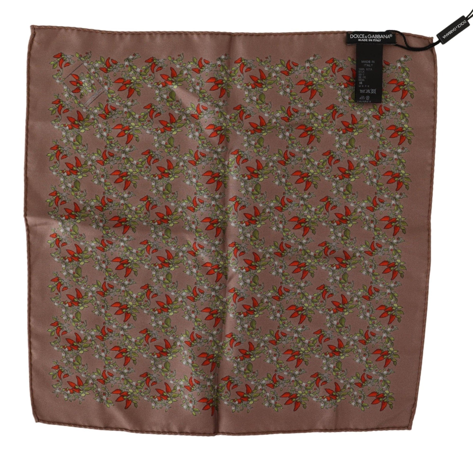 Dolce & Gabbana Brown Carrots Print Silk Handkerchief - Maison Luxe