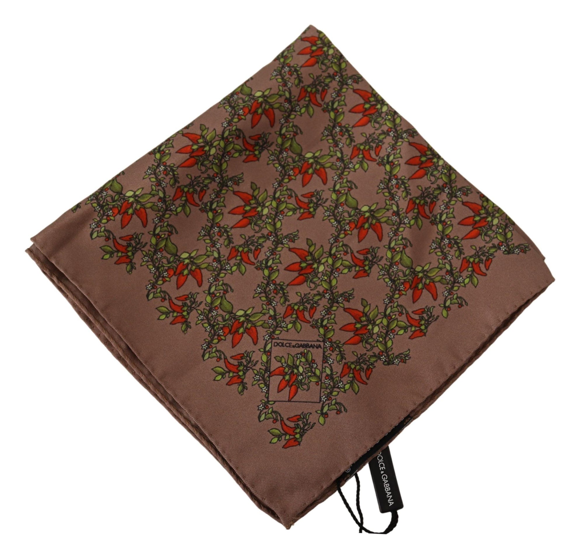 Dolce & Gabbana Brown Carrots Print Silk Handkerchief - Maison Luxe