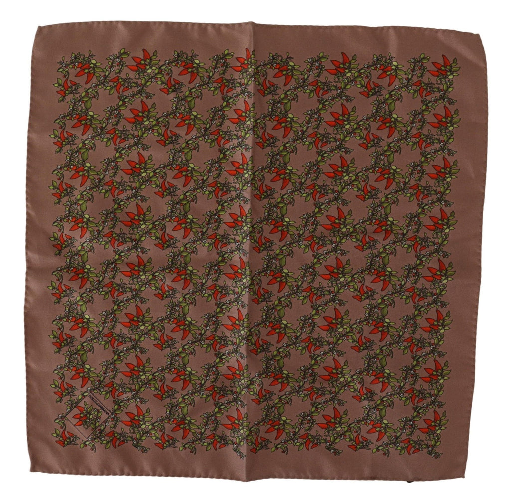 Dolce & Gabbana Brown Carrots Print Silk Handkerchief - Maison Luxe