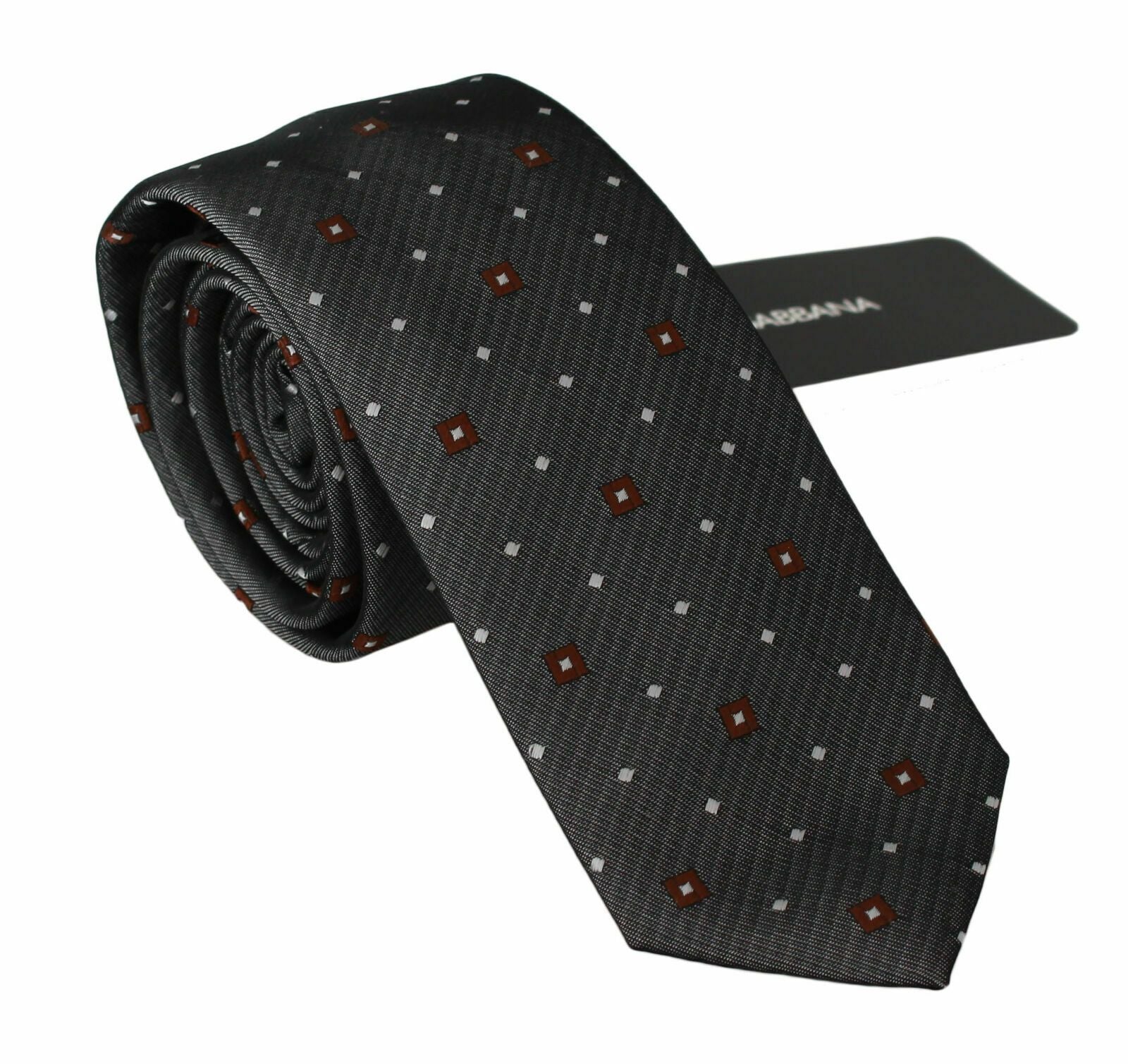 Dolce & Gabbana Gray Patterned Classic Mens Slim Necktie - Maison Luxe