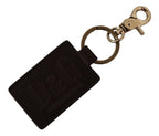 Dolce & Gabbana Brown Leather Logo Metal Ring Hook Keychain - Maison Luxe