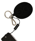 Dolce & Gabbana Black Rubber DG Logo Silver Brass Metal Keychain - Maison Luxe