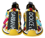 Dolce & Gabbana Yellow Multicolor Crystals Sneakers Shoes