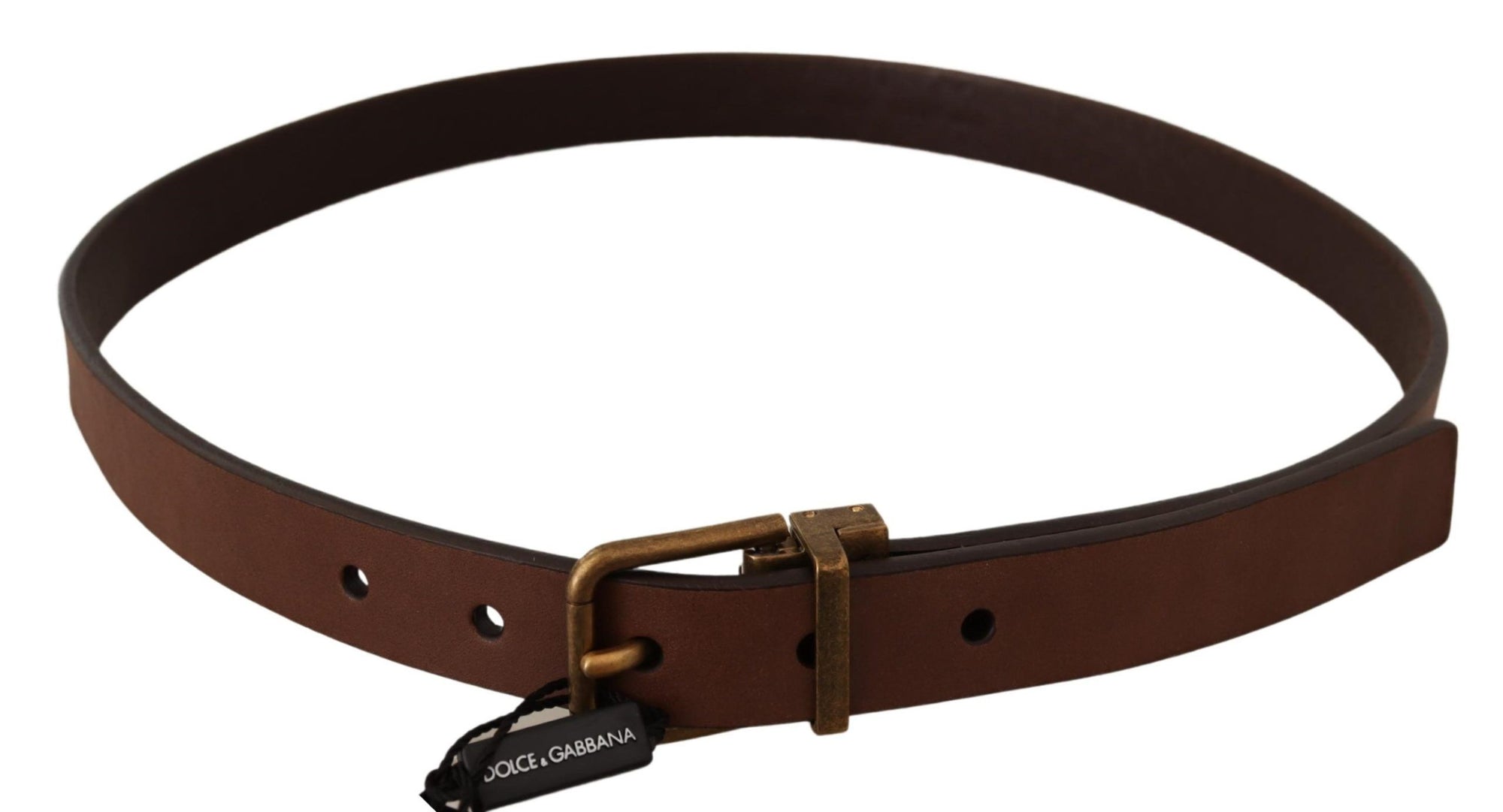 Dolce & Gabbana Brown Leather Rustic Buckle Cintura Belt - Maison Luxe